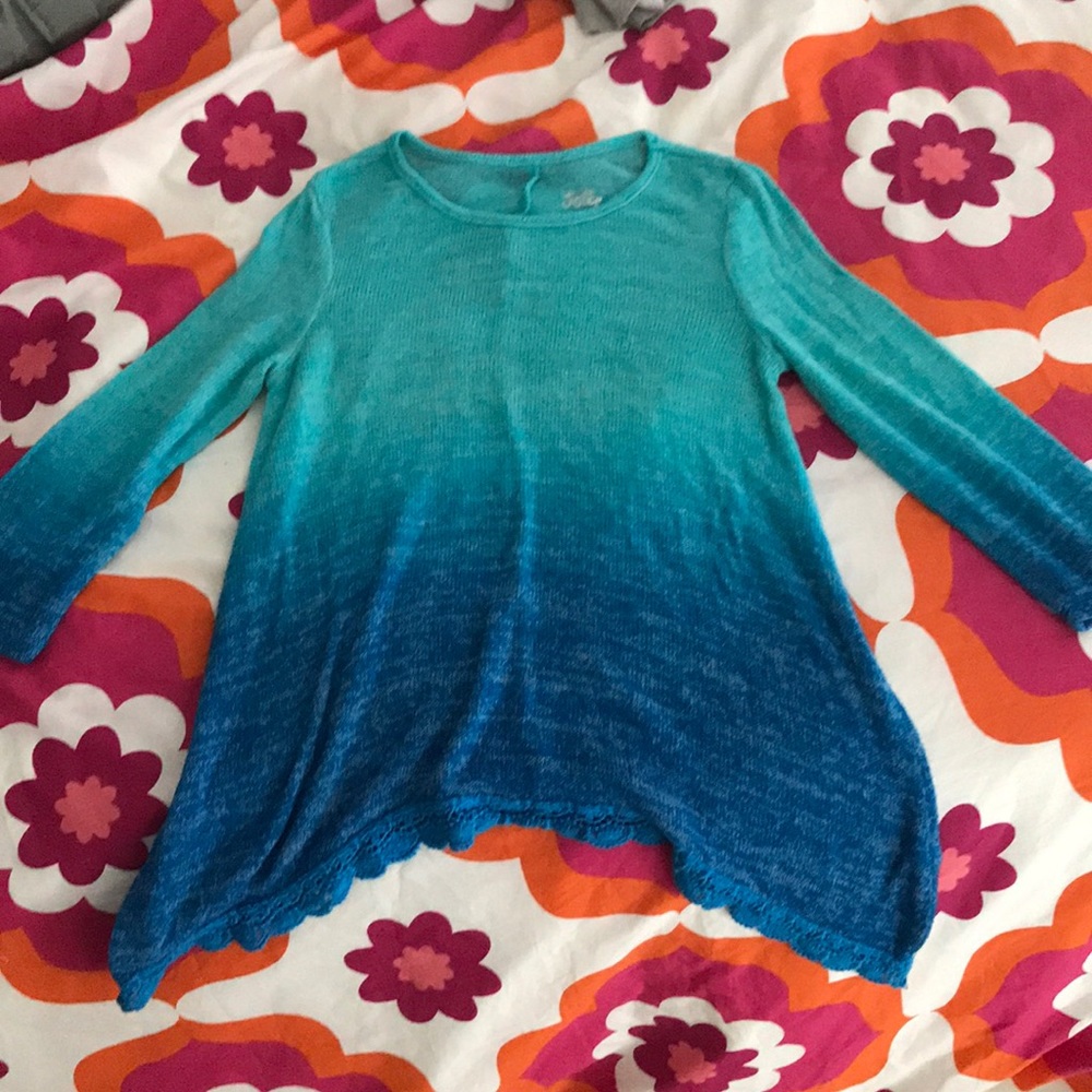 Teal & blue shirt with blue lace